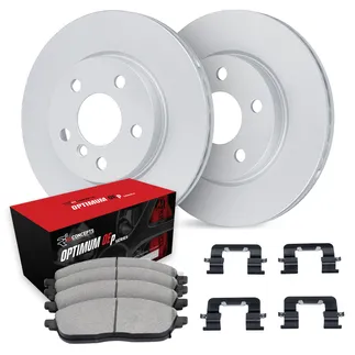 R1 Concepts WJUH1-02092 Carbon Alloy Slotted Only Brake Rotor Set W/ Optimum OEp Pads